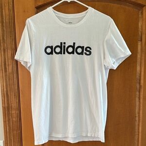 Adidas White and Black Short Sleeve Tee Medium